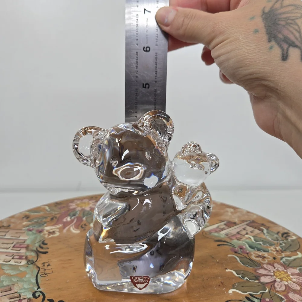 Vintage Orrefors Koala Panda‎ Bear Crystal Glass Figure Sweden Paperweight